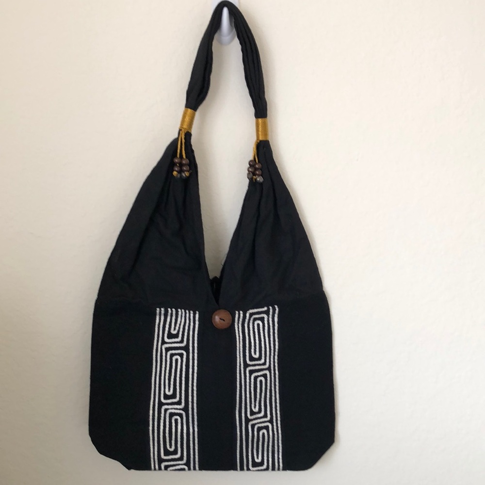 Handmade black white bag from Thailand